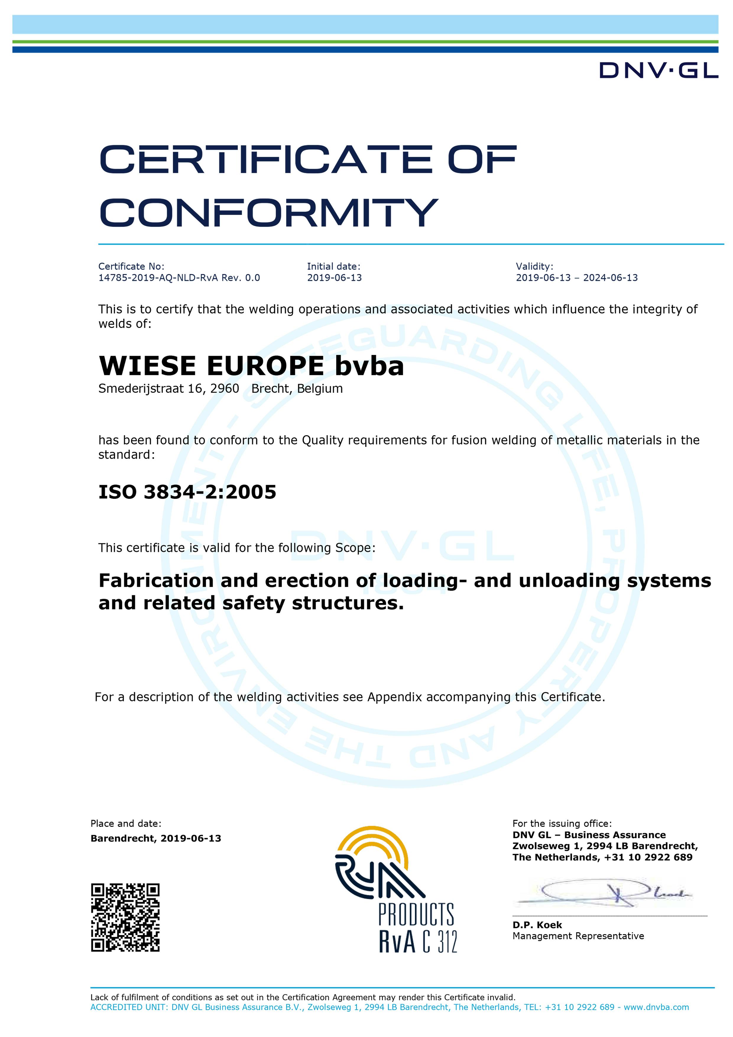 WIESE EUROPE bvba ISO 3834 certificate ENG Rev 0 1